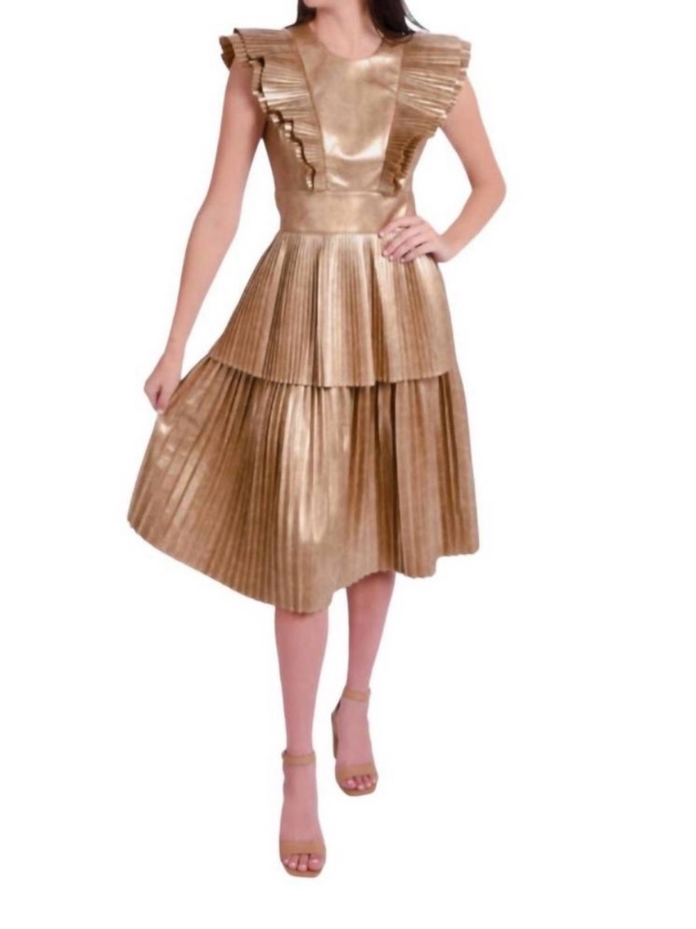 Emily McCarthy Chloe Dress in Gold Python